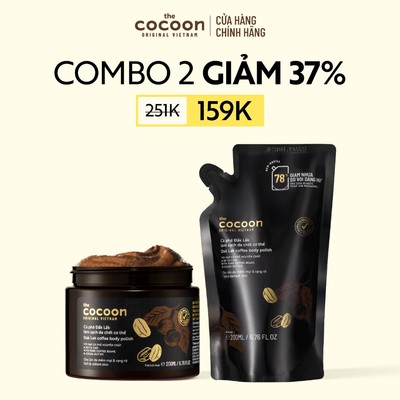 [MUA 2 GIẢM 37%] Combo 1 Hũ Tẩy Da Chết Cơ Thể Cà Phê Đắk Lắk Cocoon 200ml + Túi Refill Tẩy Da Chết Cà Phê 200ml