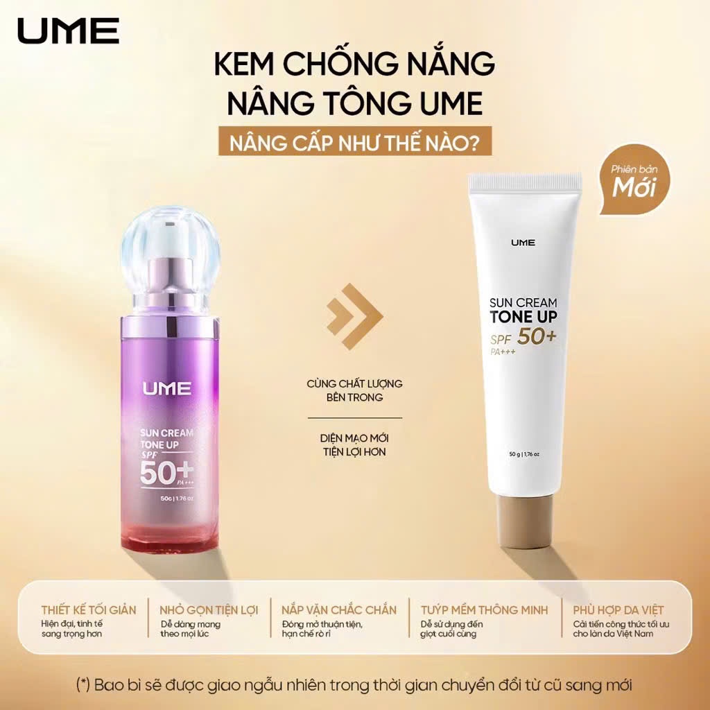 [UME VIỆT NAM] Kem chống nắng nâng tông UME, SPF 50+ 50G, bản mới 2026