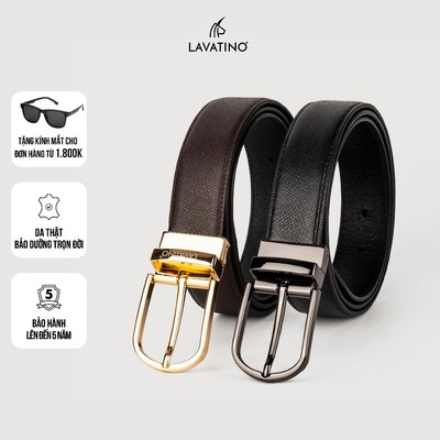 Thắt lưng nam mặt khóa xoay hiện đại da bò cao cấp chính hãng Lavatino [MK05]