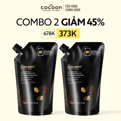 [MUA 2 GIẢM 45%] Combo 2 túi Refill - Cà phê Đắk Lắk làm sạch da chết cơ thể Cocoon 600ml