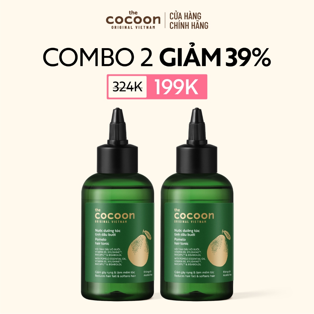 [MUA 2 GIẢM 39%] Combo 2 nước dưỡng tóc tinh dầu bưởi Cocoon ngăn ngừa gãy rụng và hỗ trợ mọc tóc 140ml