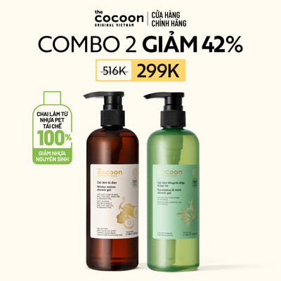 [MUA 2 GIẢM 42%] COMBO Gel tắm bí đao 500ml &  Gel tắm khuynh diệp bạc hà Cocoon 500ml