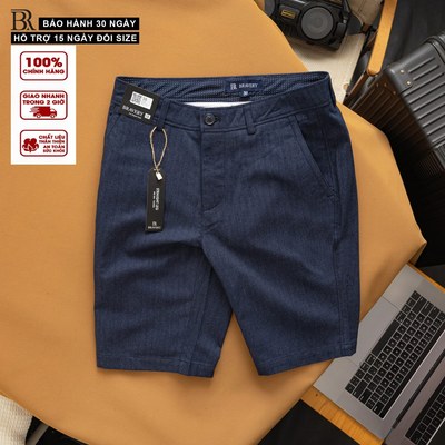 Quần short nam linen Rendo Xanh, mềm mịn dày dặn, thoáng mát, thoải mái, sang trọng - Bravery