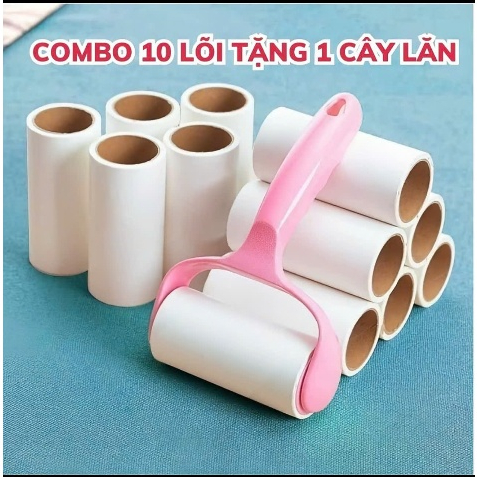 SPX Combo 10 Lõi Lăn Bụi TẶNG KÈM 1 CÂY LÀN, Cây Lăn Bụi Làm Sạch Quần Áo, Chăn Ga, Đệm Sofa, Thanh 