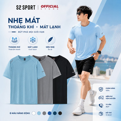Áo thun nam trơn S2 SPORT dáng thể thao COOLMAX thoáng khí mềm mịn mát lạnh, thấm hút - STS10
