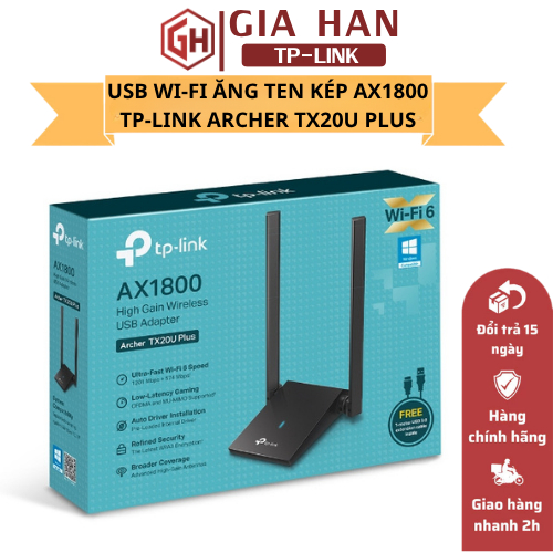 USB WiFi TP-Link Archer TX20U Plus AX1800 WiFi 6 Chuẩn AX | USB 3.0 | Ăng-ten Kép Độ Lợi Cao | Cho P