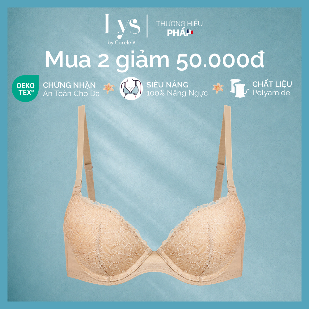 [Voucher 50K CORELYSL3] Áo ngực nữ siêu nâng 3cm có gọng phối ren, dây treo linh hoạt bản lưng chữ U