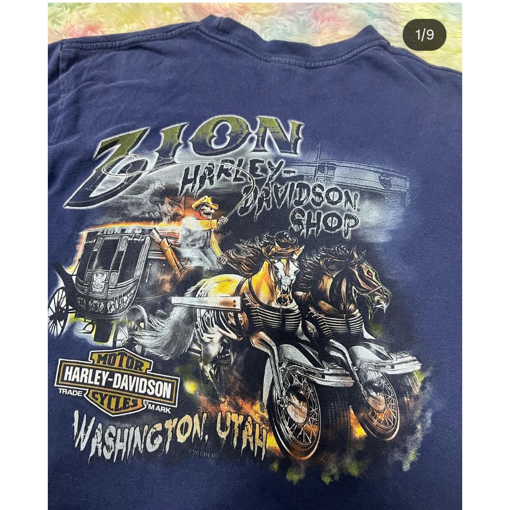 Áo thun harley davidson xe lửa vintage nam nữ 2hand 2nd real authentic auth chính hãng