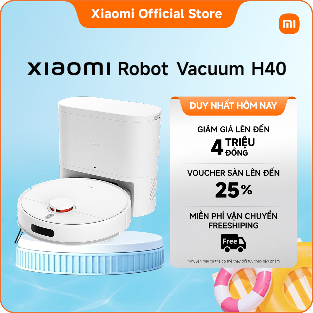 Robot hút bụi Xiaomi H40｜Quạt lực hút mạnh 10.000Pa｜Máy hút bụi có lực hút cực mạnh｜Hút tóc tức thì 
