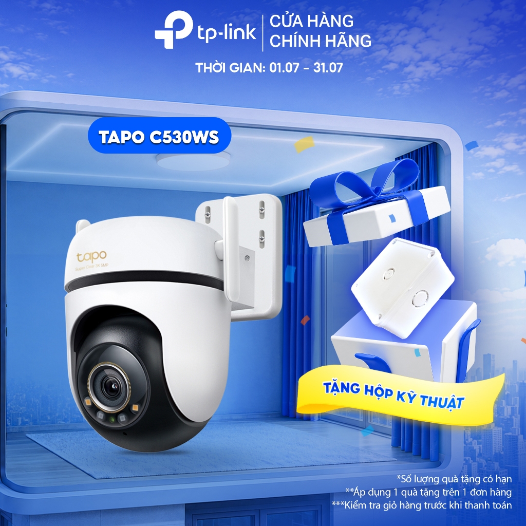 Camera WiFi An Ninh Quay/Quét Ngoài Trời Tapo C530WS - 3K 5MP, Xoay 360°, Nhận Diện AI Thông Minh