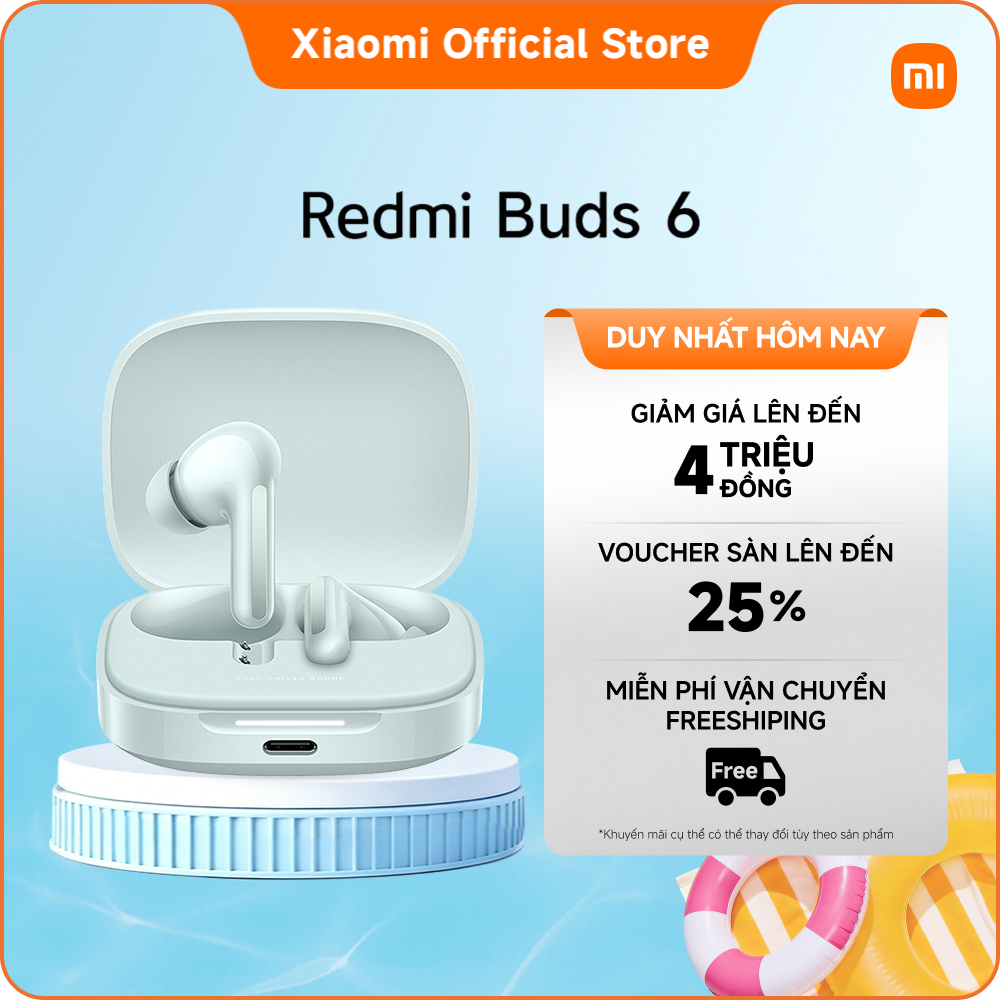 Tai nghe Bluetooth Redmi Buds 6 | Thiết kế âm học với trình điều khiển kép cho âm thanh phong phú