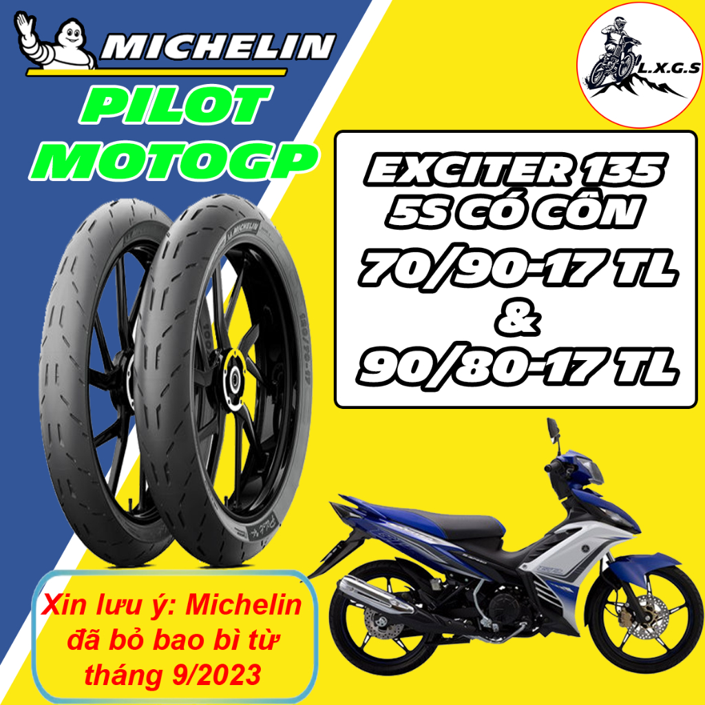 (MOTOGP - 70/90-17& 90/80-17) Vỏ lốp xe Michelin Pilot Motogp cho EXCITER 135 5 SỐ CÓ CÔN