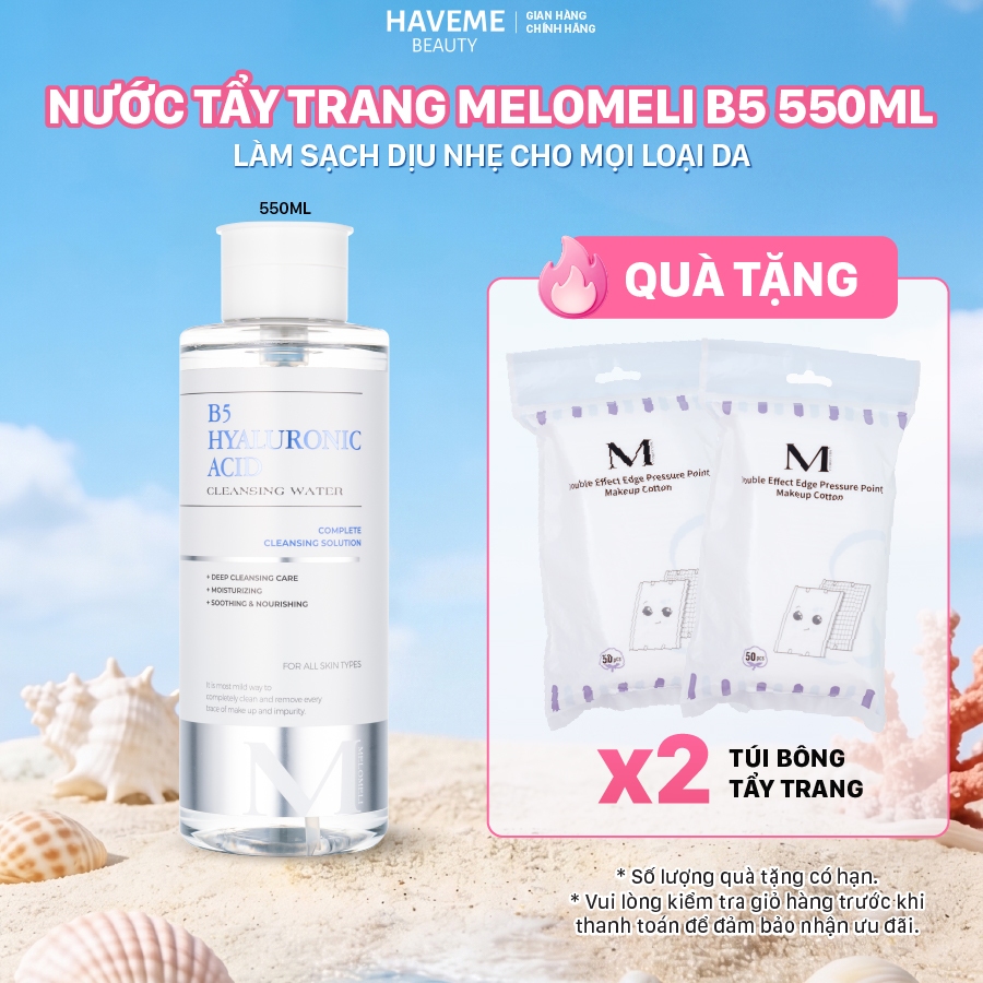 Nước Tẩy Trang Melomeli B5 & HA Làm Sạch Sâu Dịu Nhẹ Cho Mọi Loại Da 550ml
