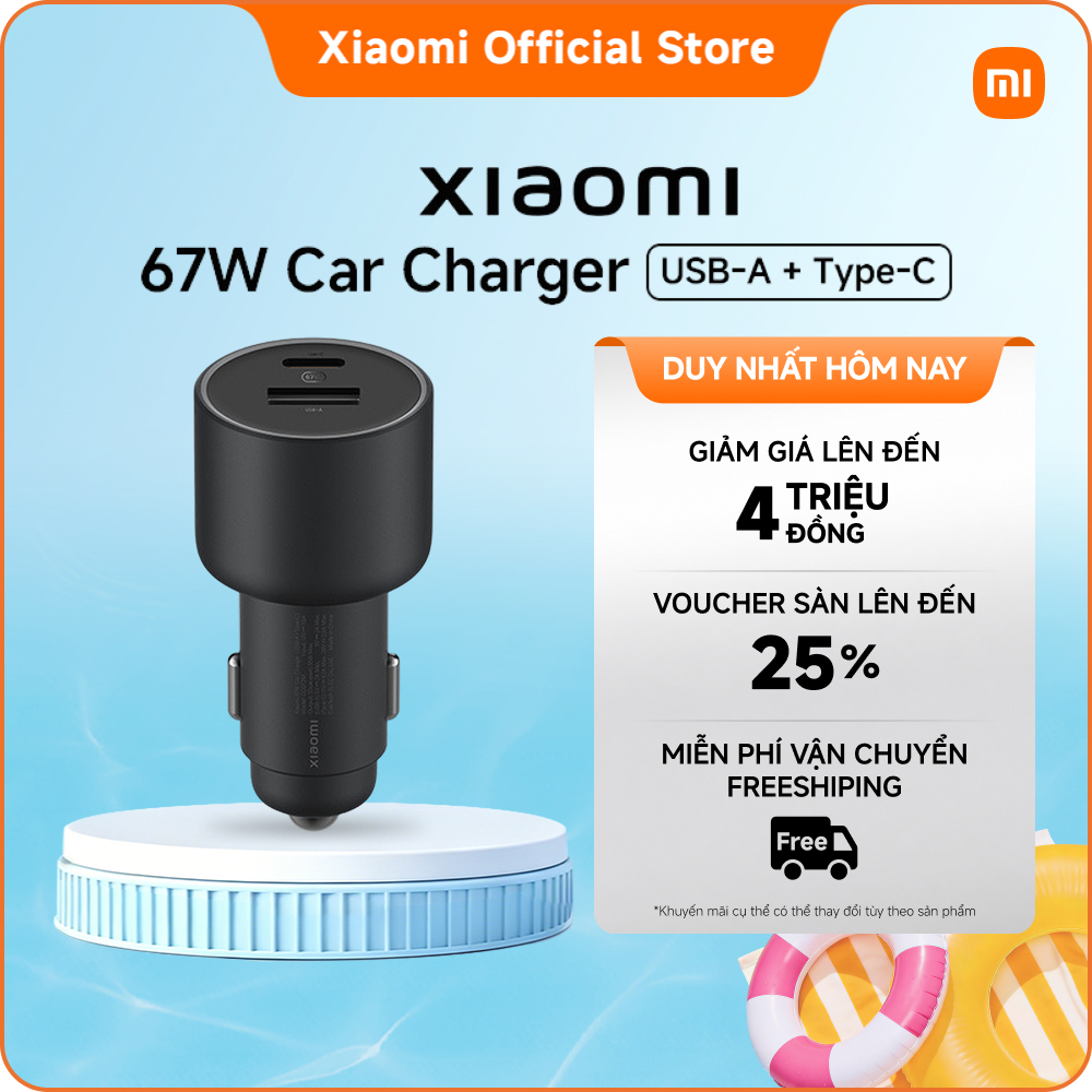 Bộ sạc ô tô Xiaomi 67W Car Charger (USB-A + Type-C) | Sạc nhanh Type-C TỐI ĐA 67W | Đầu ra hai cổng 