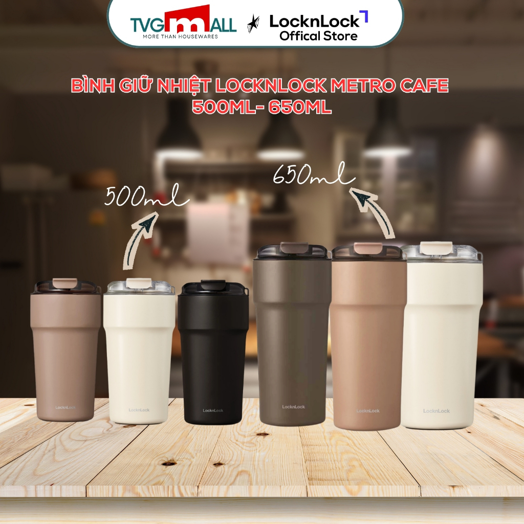 Ly Giữ Nhiệt LnL Metro Cafe Phủ Sứ Chính Hãng 500ml - LHC4357