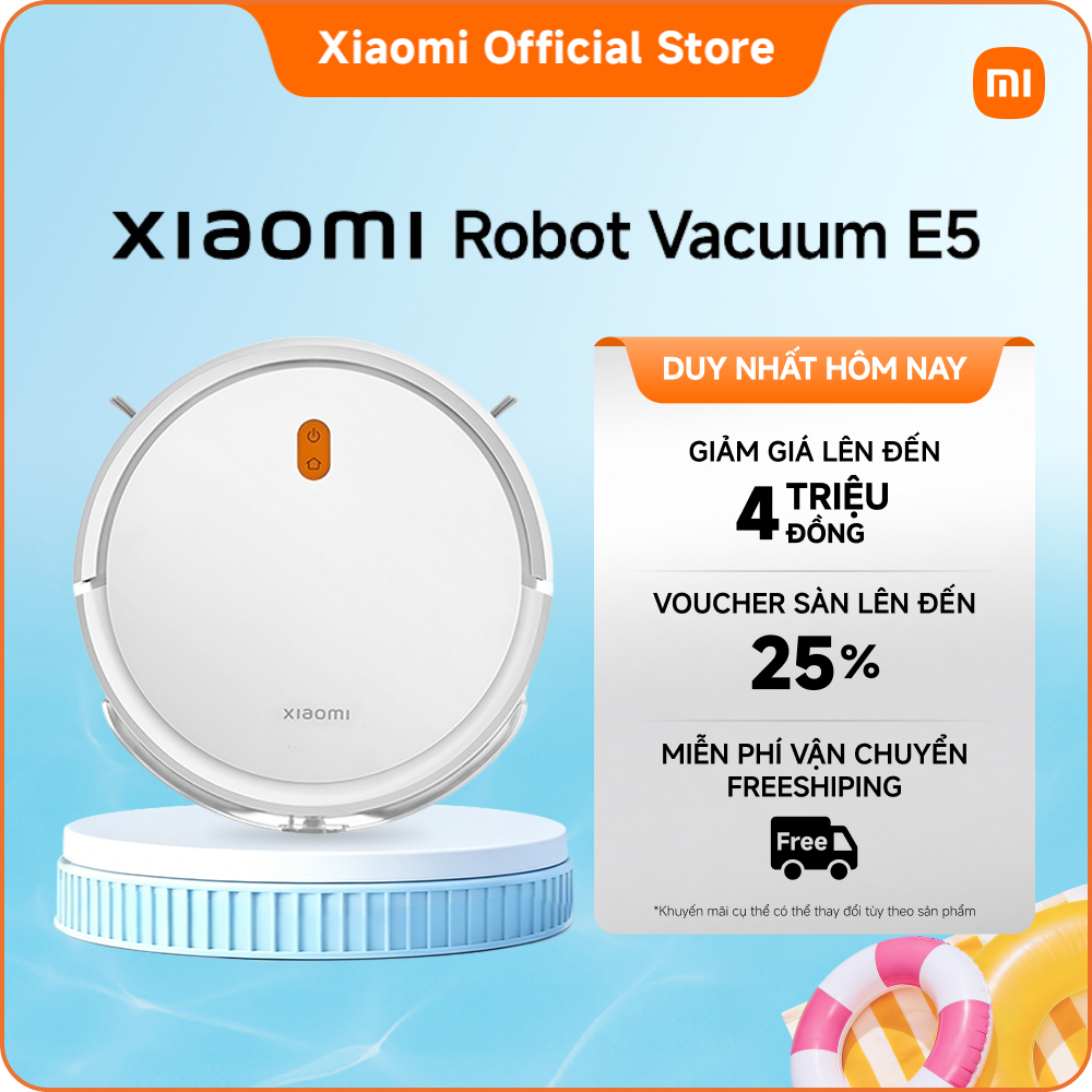 Xiaomi Robot Vacuum E5｜Thiết kế đầu hút giúp tránh bị vướng lông/tóc｜Gọn nhẹ, dễ dàng di chuyển