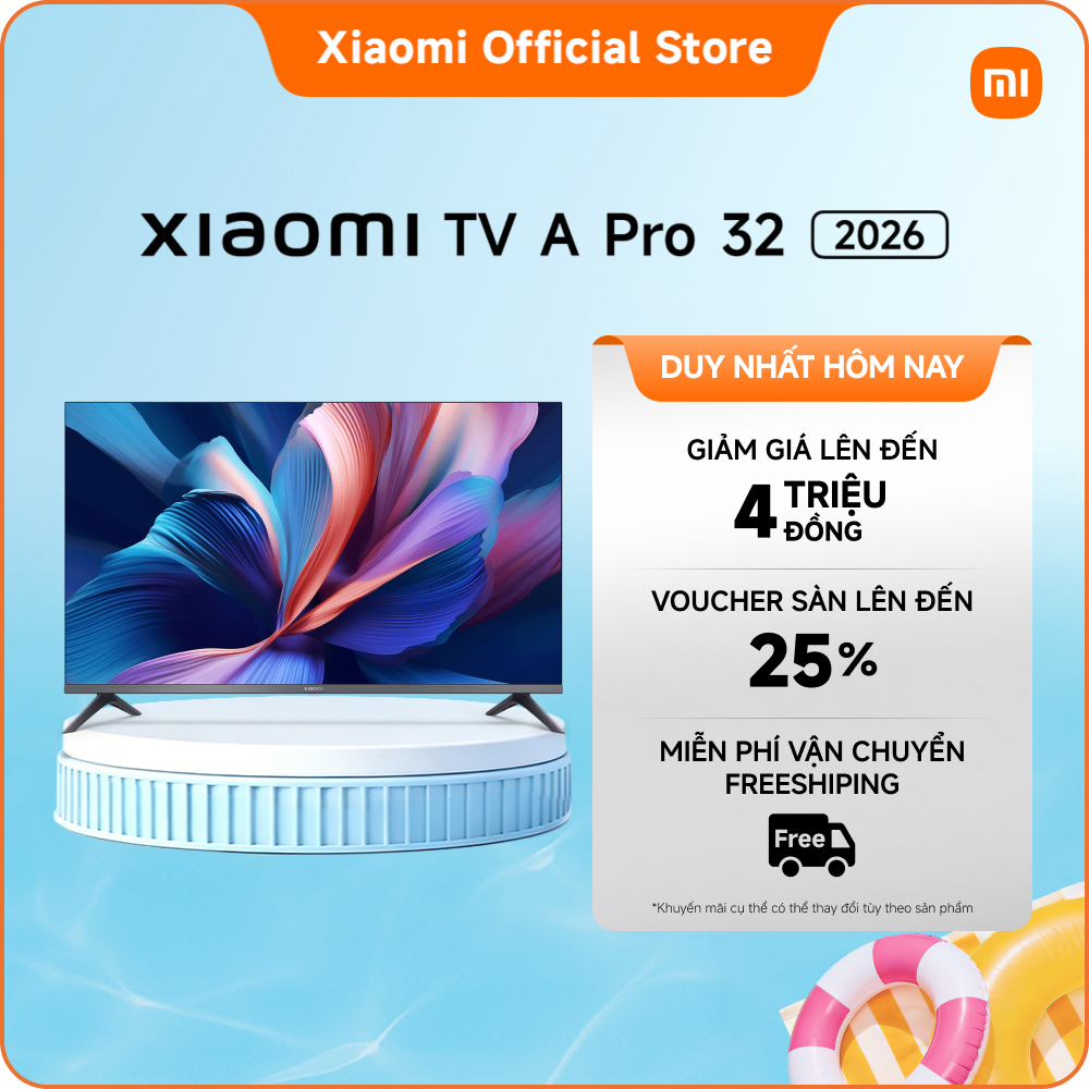 Xiaomi TV A Pro 32 2026 | Bề mặt kim loại bắt mắt với thiết kế khung viền siêu mỏng