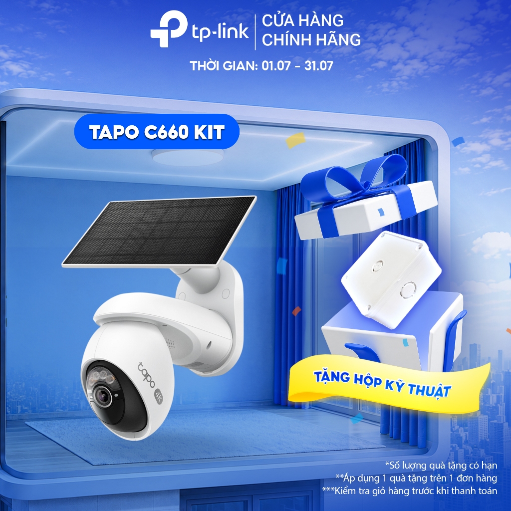 Camera An Ninh Wi-Fi Ngoài Trời 4K TP-Link Tapo C660 KIT | PIN Năng Lượng Mặt Trời, AI Theo Dõi, Qua