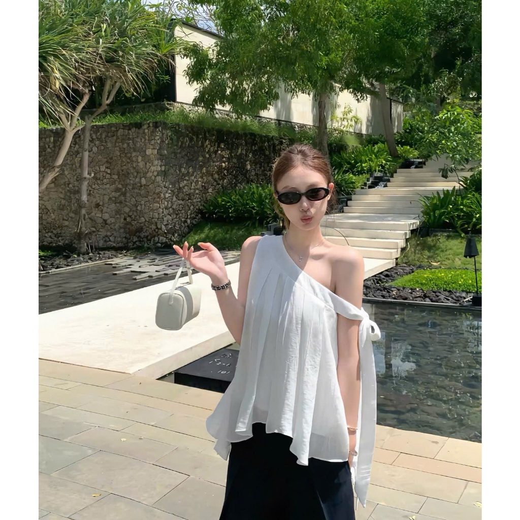 Áo Tơ Trễ Vai Hàn Quốc - A43
