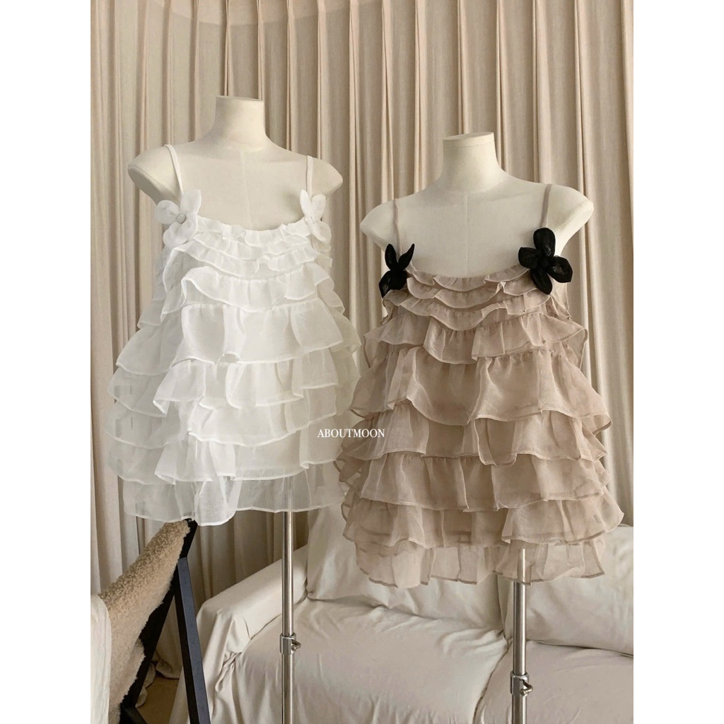 [𝑳𝒂𝒏𝒂𝒏𝒉.𝒔𝒕𝒖𝒅𝒊𝒐] Váy tơ 2s xếp lớp đính hoa  [Ảnh thật]