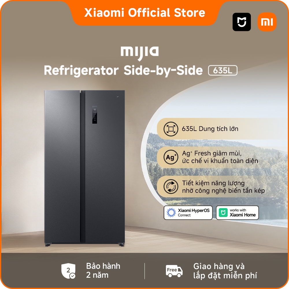[MỚI RA MẮT] Tủ lạnh Xiaomi 2 cánh Side by Side Xiaomi Mijia Refrigerator 635L | Dung tích lớn | Bảo