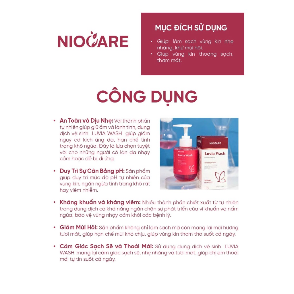 NIOCARE,LUVIA,WASH,INTIMATE,HYGIENE