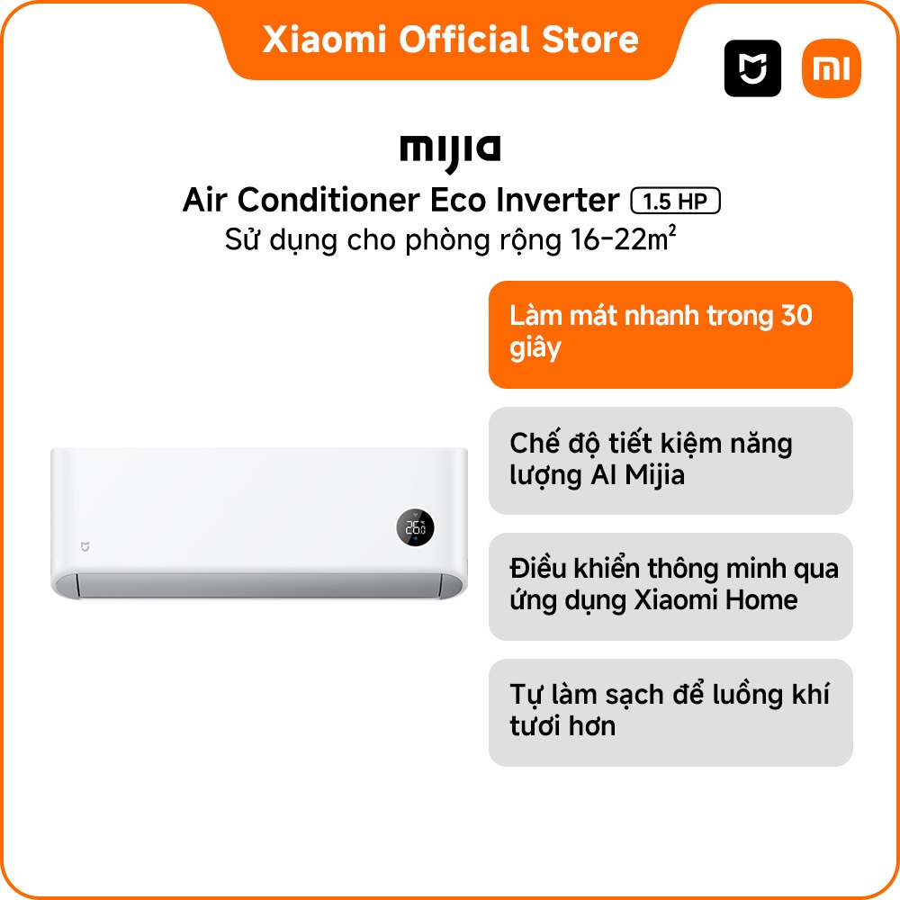 [MỚI RA MẮT] Máy lạnh/ Điều hòa Mijia Air Conditioner Eco 1.5HP 5-Star Inverter | Điều khiển bằng gi