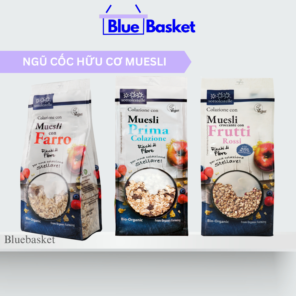Ngũ Cốc Dinh Dưỡng Muesli Hữu Cơ Sottolestelle Ý 350G