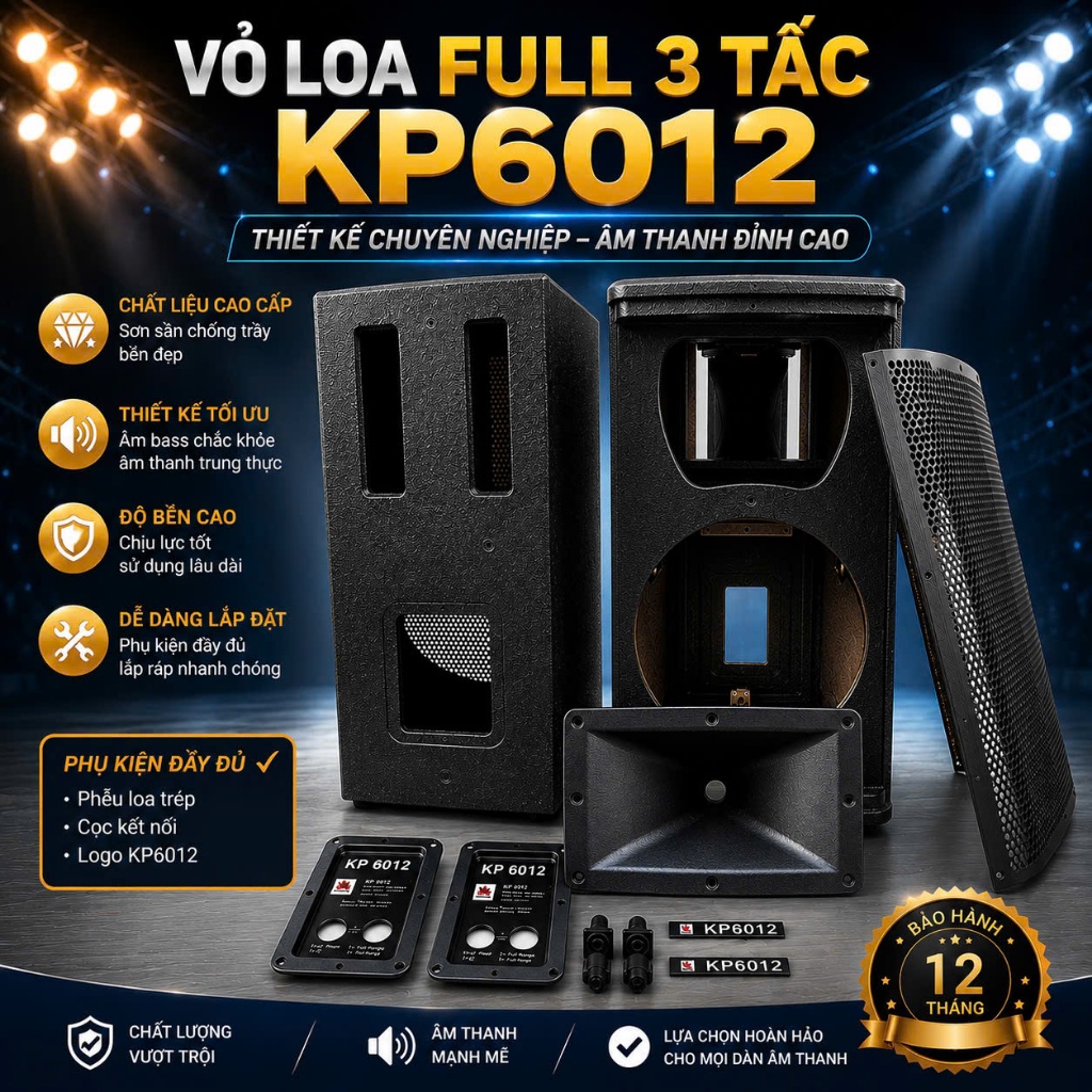 VỎ LOA FULL ĐƠN 3 TẤC KP6012 - GIÁ 2 CHIẾC