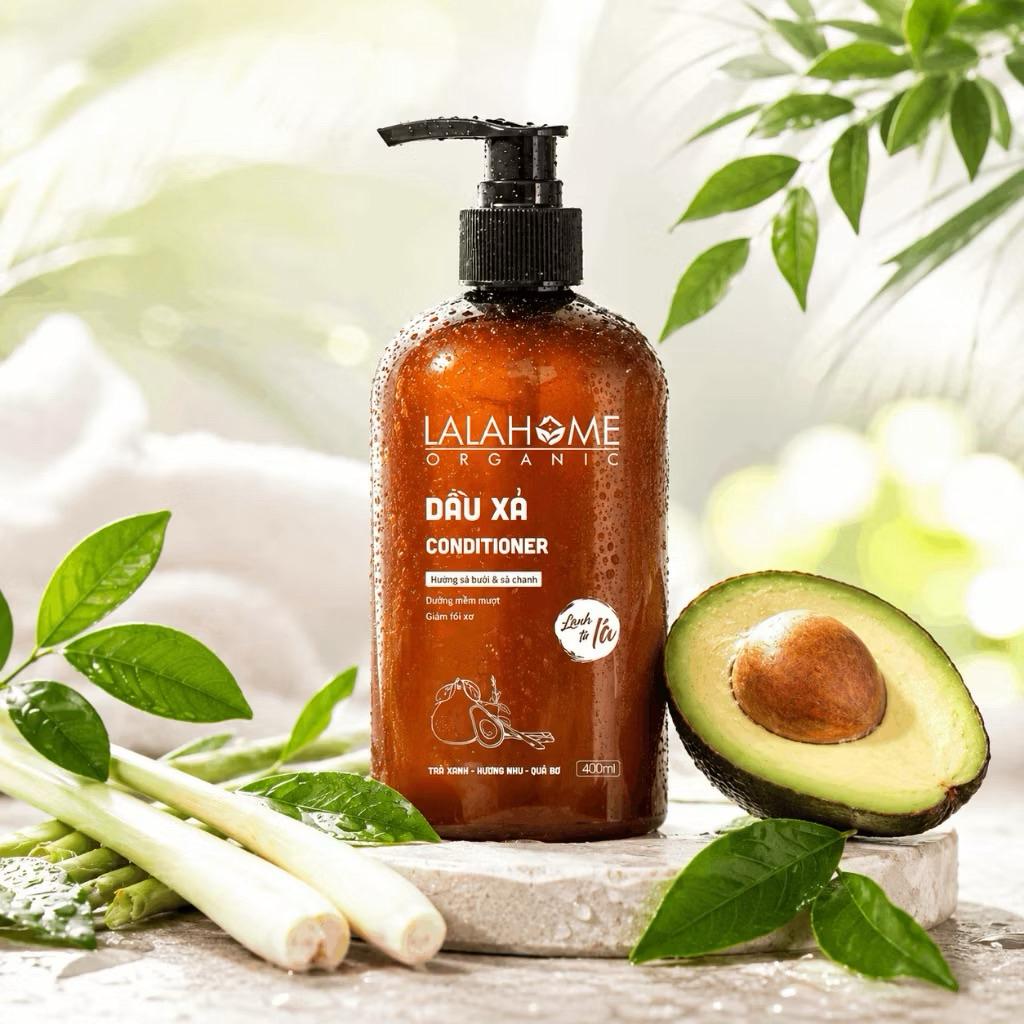 [HÀNG CHÍNH HÃNG]Dầu xả hương bưởi sả chanh LALAHOME ORGANIC 400ml hỗ trợ dưỡng tóc mềm mượt,cung cấ