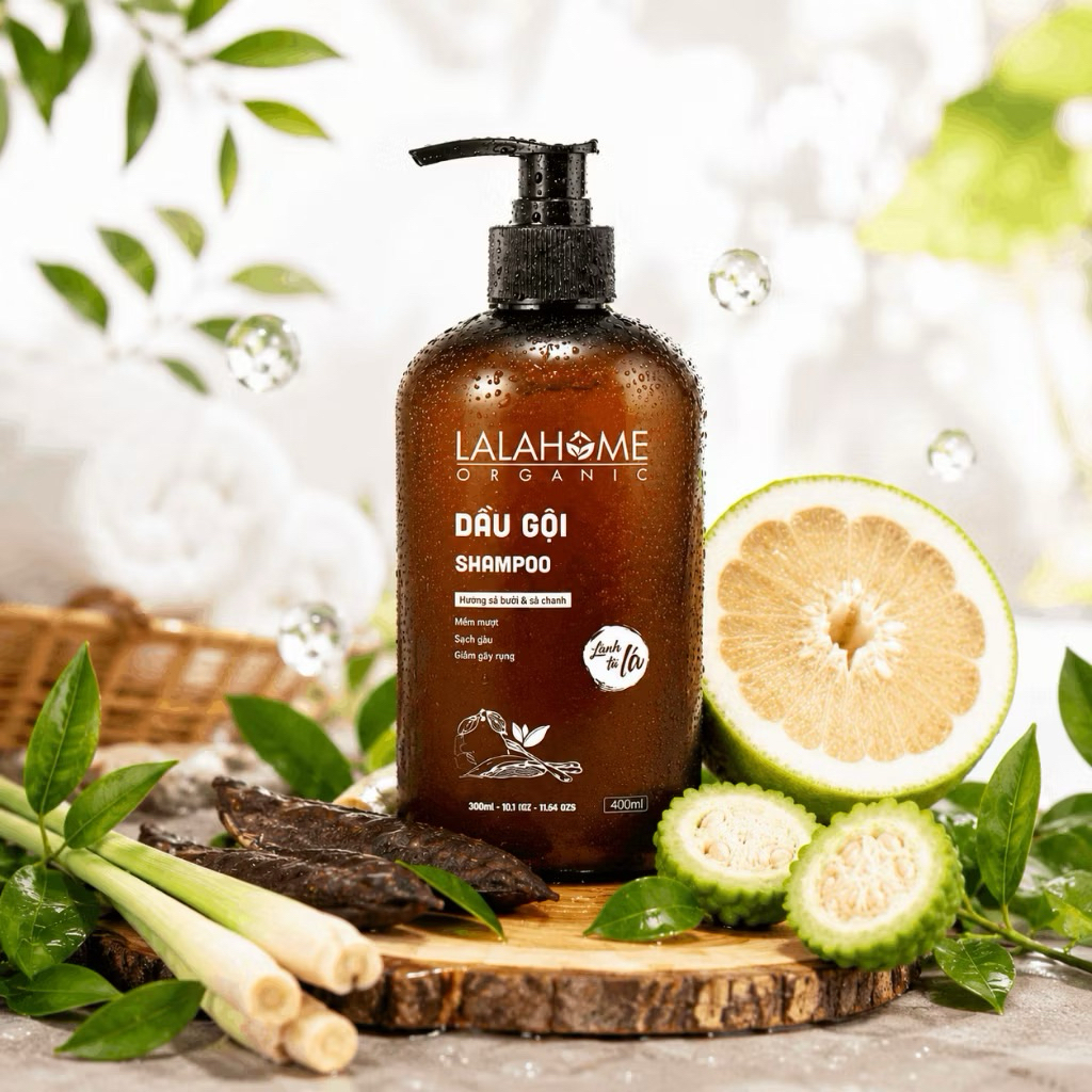 [HÀNG CHÍNH HÃNG]Dầu gội hương bưởi sả chanh LalaHome Organic hỗ trợ giảm gàu,ngứa,gãy rụng