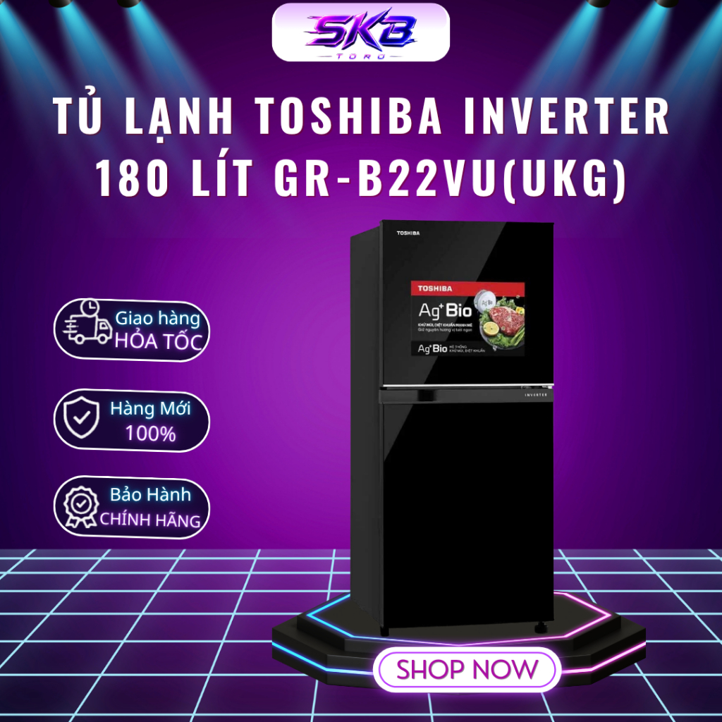Tủ lạnh Toshiba inverter 180 lít GR-B22VU(UKG) - Bảo hành chính hãng 24 tháng