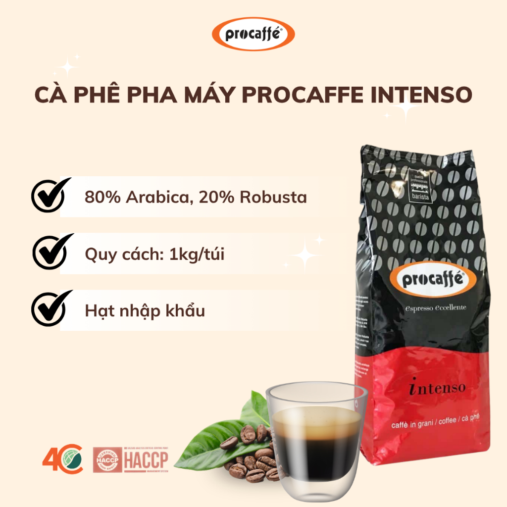 PROCAFFE Cà phê hạt/bột pha máy Procaffe Intenso