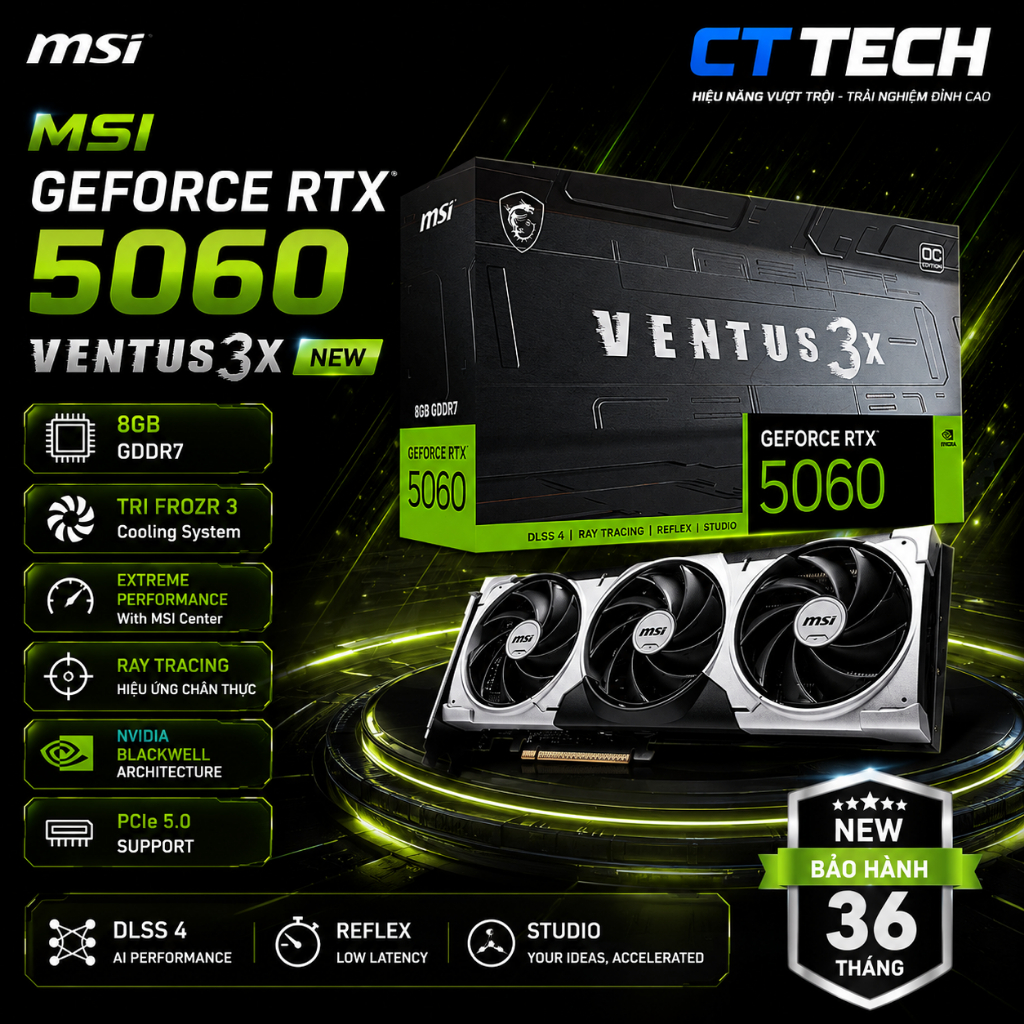 CARD ĐỒ HỌA MSI 5060 8G VENTUS 3X