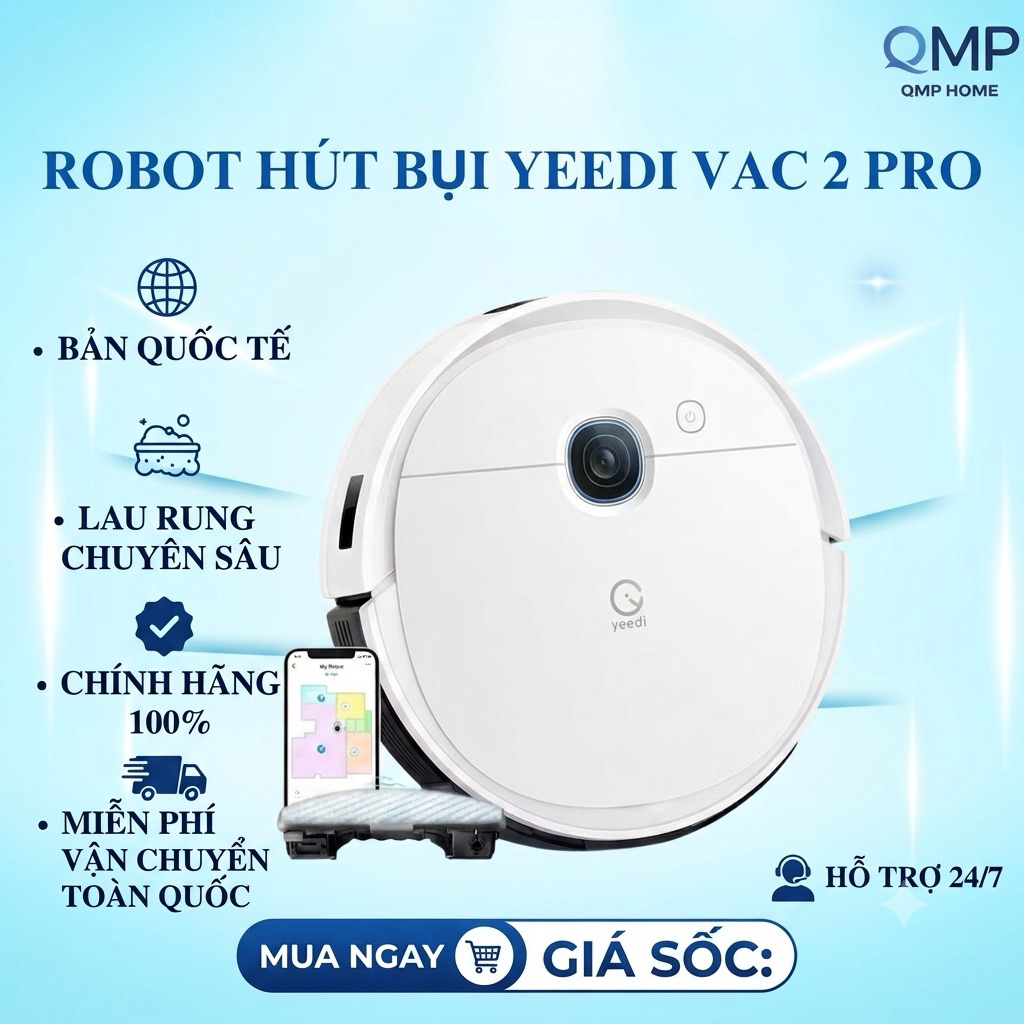 Robot hút bụi lau nhà Yeedi Vac 2/ Vac 2 Pro ( K950), bản quốc tế new 100%, bảo hành 12 tháng