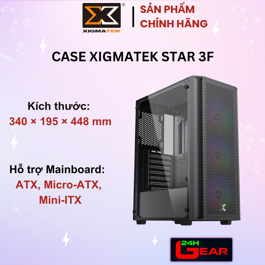 Vỏ case máy tính Xigmatek Star 3F - EN90649 (Hỗ trợ main: ATX, Micro-ATX, Mini-ITX)