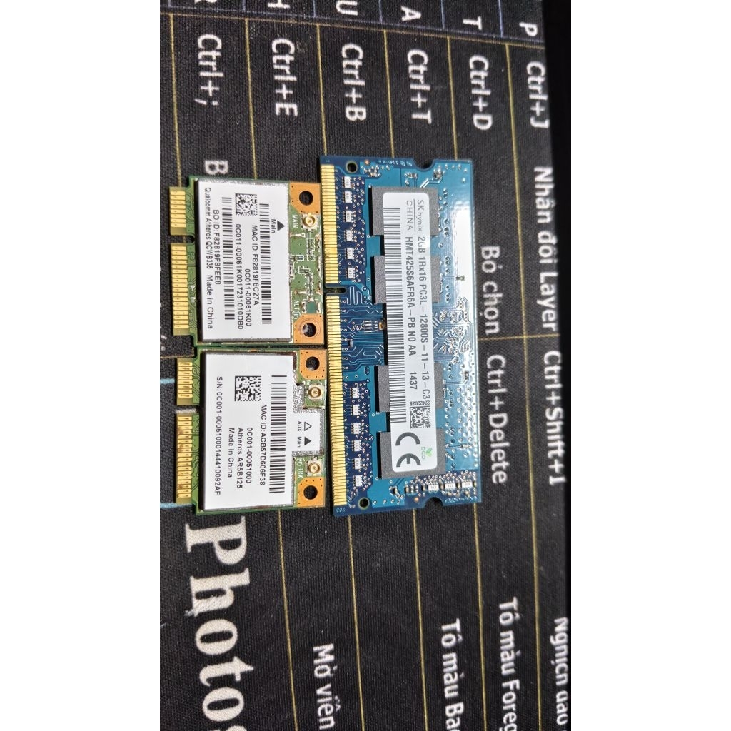 Combo Linh Kiện Laptop Cũ: RAM DDR3 2GB + Card Wi-Fi Atheros QCWB335 và Card Wi-Fi Atheros AR5B125 B