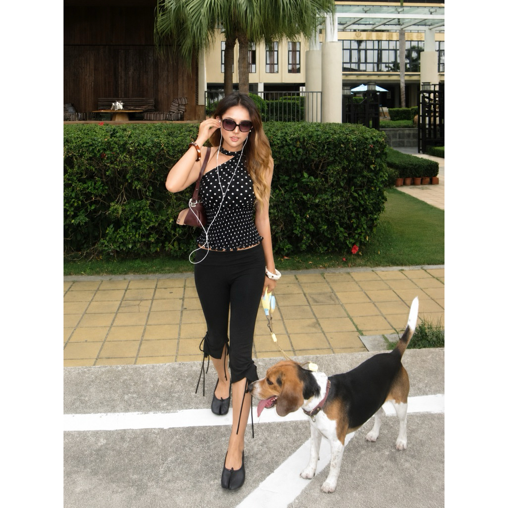 SUGAR CRUSH - Quần Capri ôm cạp thấp rút dây gấu phong cách Y2K - Capri Pants