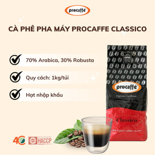 Cà phê pha máy nguyên chất Procaffe Classico túi 1kg