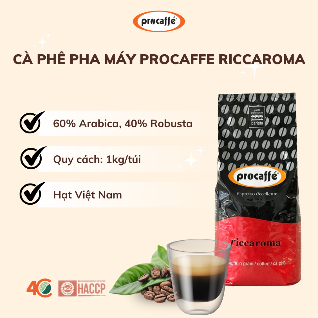 PROCAFFE Cà phê hạt/bột pha máy Procaffe Riccaroma