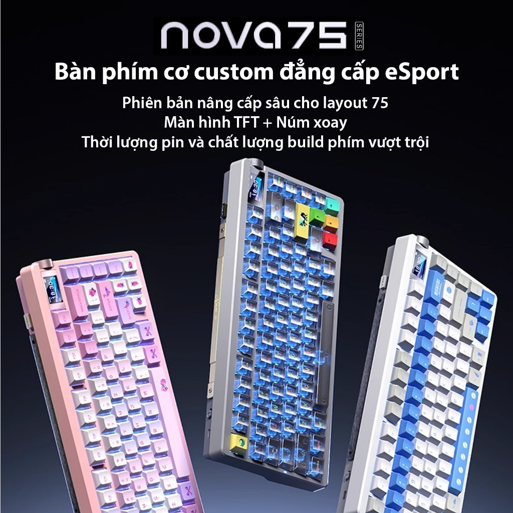 Bàn Phím Cơ AULA NOVA75 - Layout 75 Màn Hình TFT 1.14" và núm xoay kim loại - Chuẩn Thi Đấu eSport | BigBuy360 - bigbuy360.vn