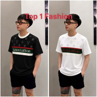 Áo THUN NAM Vải cotton Co Dãn  4 Chiều Phối Màu Thêu Chữ Đep .
