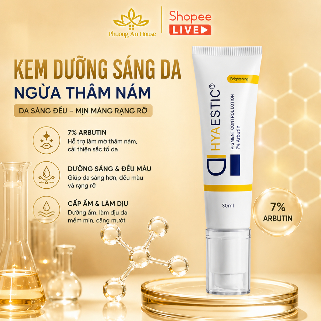 Kem Dưỡng HYAESTIC 7% Arbutin Hỗ Trợ Giảm Nám Thâm Dưỡng Trắng Da 30mL