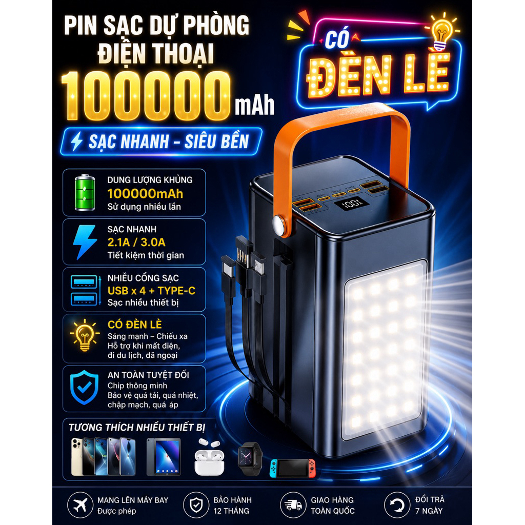Box sac  dự phòng điện thoại dung lượng 120000mAh  sạc được 10 điện thoại một lúc