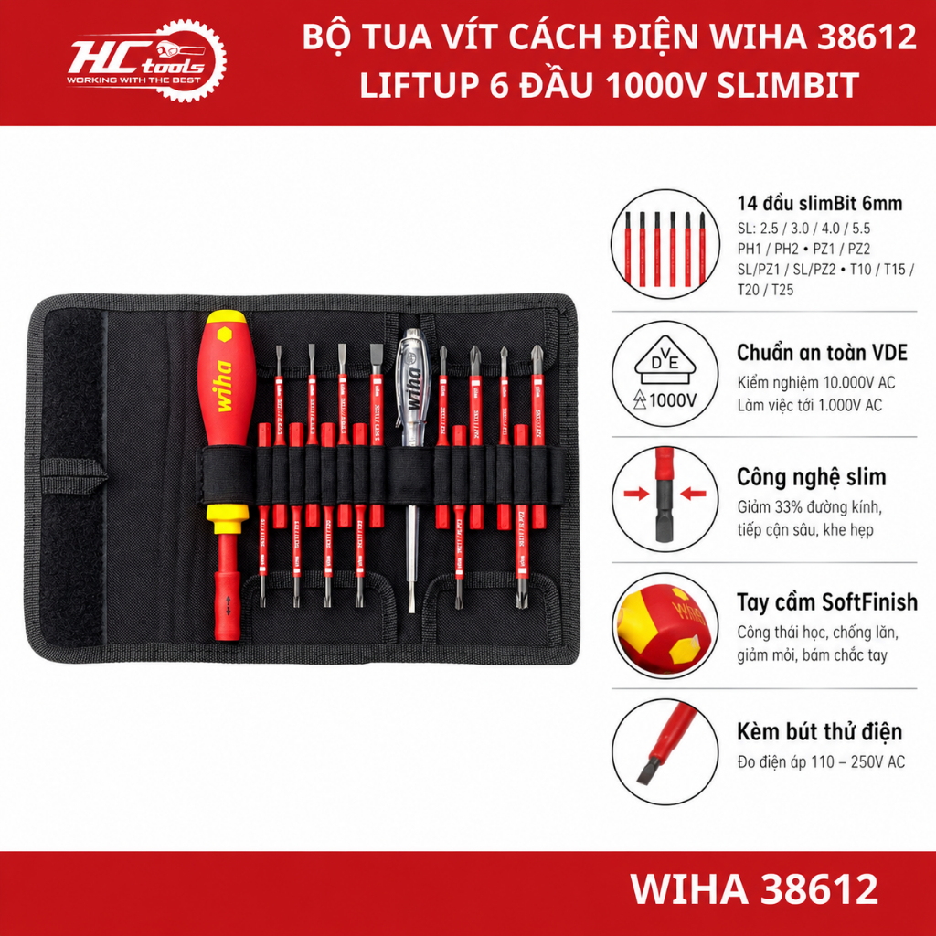 Bộ Tua Vít Cách Điện Wiha 36068 VDE 1000V Chính Hãng Đức - HCTools