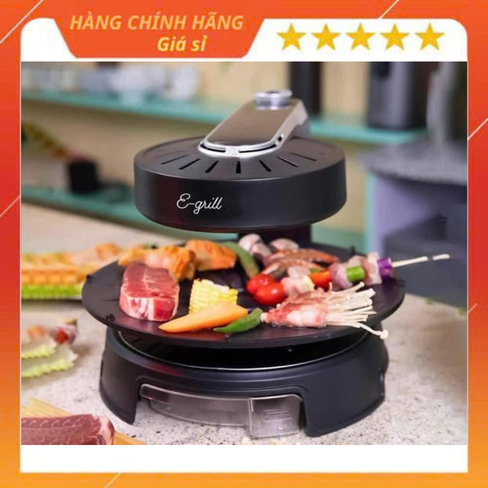 Bếp Nướng Xoay Tròn Không Khói/Không Mùi E-Grill (bản điện tử) (Màu Đen)