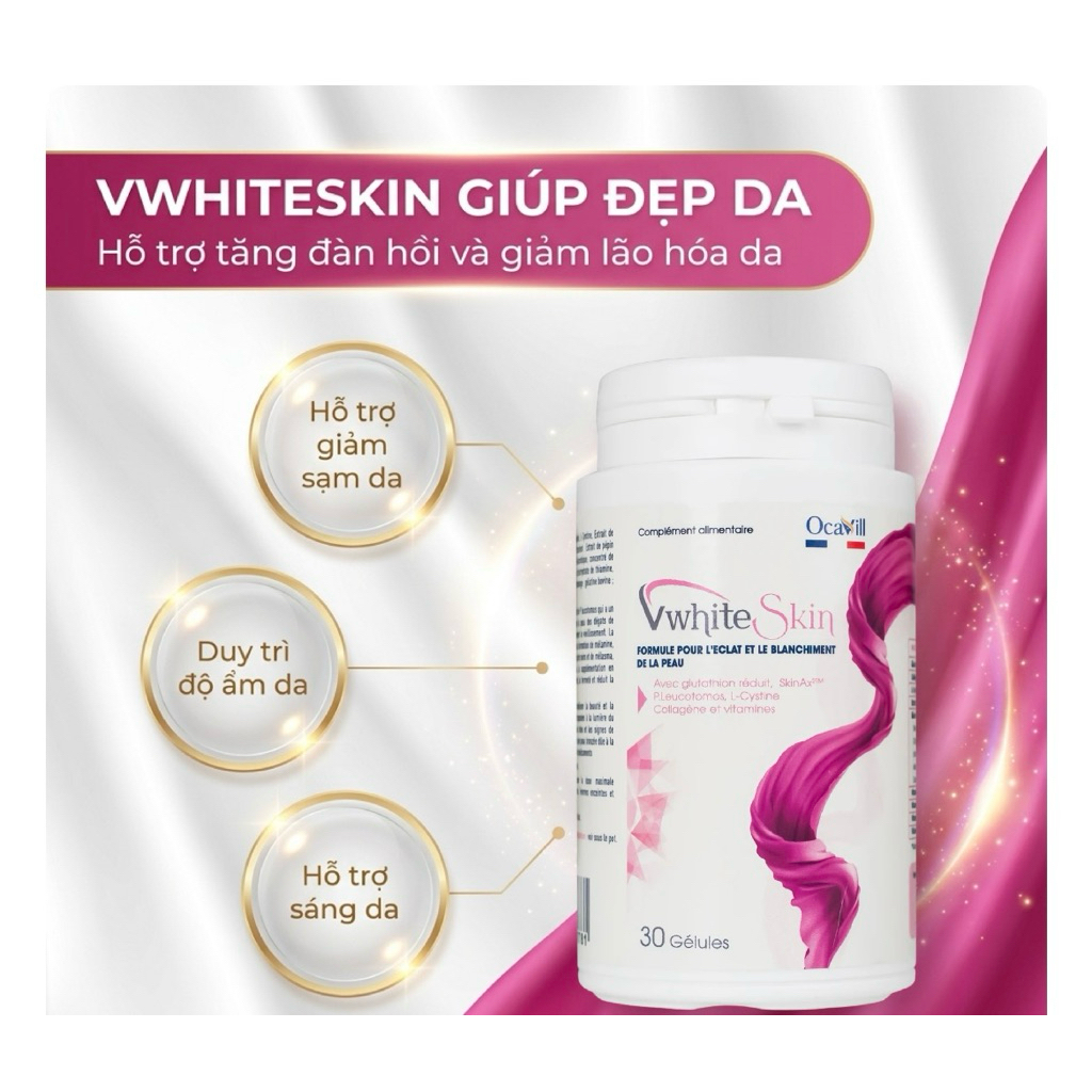 Viên uống giúp đẹp da, giảm sạm da, tăng đàn hồi và độ ẩm cho da VwhiteSkin Ocavill (30 viên)