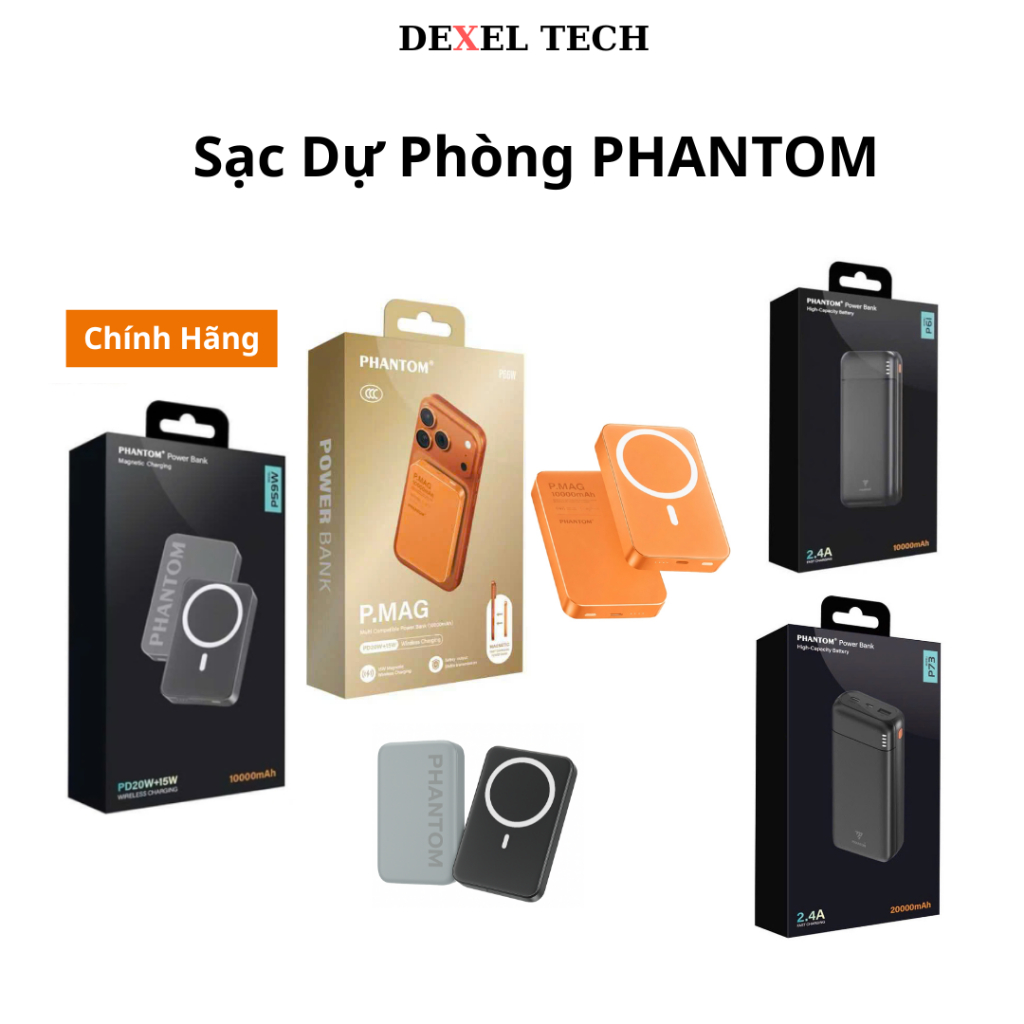 Sạc Dự Phòng PHANTOM P66 - P73 - P61 Dung Lượng 20.000mAh Chính Hãng