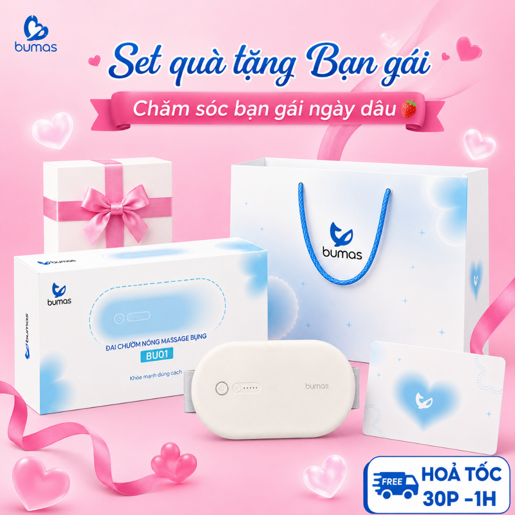 Máy Massage Bụng Kinh - Giảm Đau Bụng Kinh - BUMAS BU01 - Đai Chườm Nóng - Quà Tặng Bạn Gái