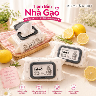 [CHÍNH HÃNG] Khăn ướt cao cấp MomoRabit nội địa Hàn sợi khăn thiên nhiên gói 72 tờ